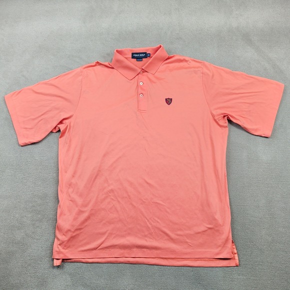 Polo Golf Ralph Lauren XXL Vintage Coral Pink Crest Logo Cotton Polo Shirt — photo 2